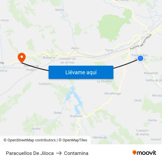 Paracuellos De Jiloca to Contamina map