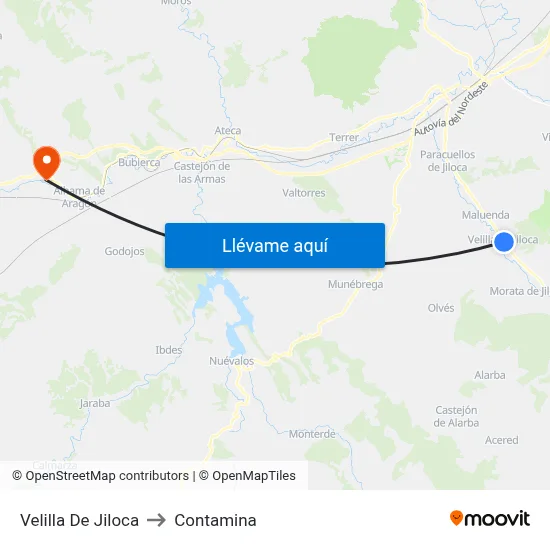 Velilla De Jiloca to Contamina map