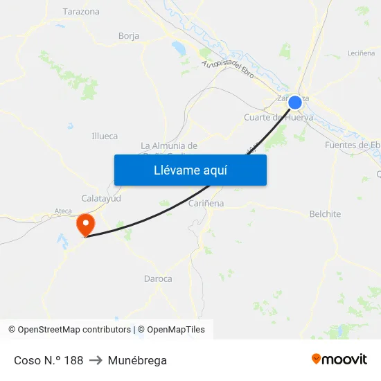 Coso N.º 188 to Munébrega map