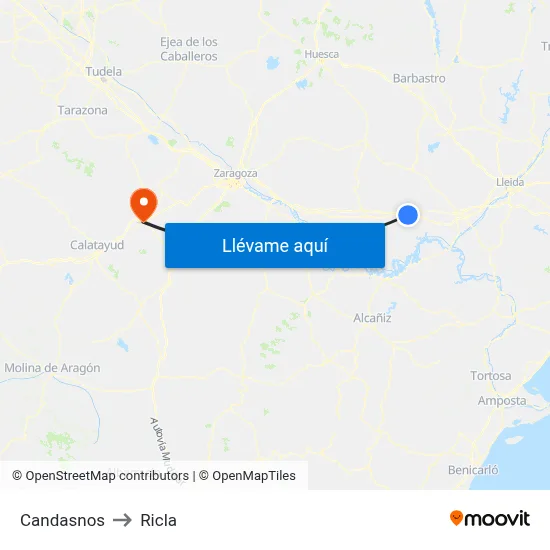 Candasnos to Ricla map