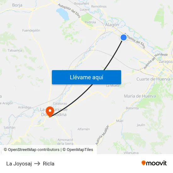 La Joyosaj to Ricla map
