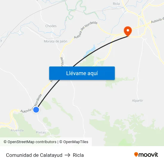 Comunidad de Calatayud to Ricla map