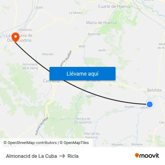 Almonacid de La Cuba to Ricla map