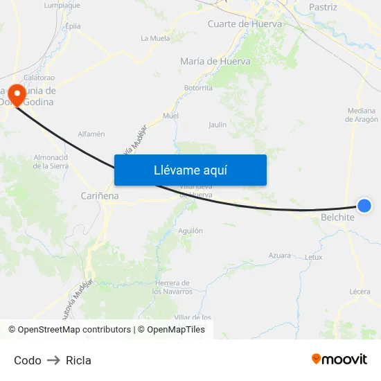 Codo to Ricla map