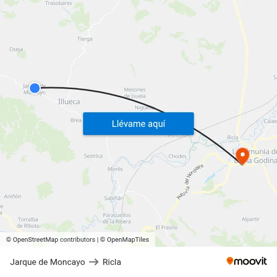 Jarque de Moncayo to Ricla map