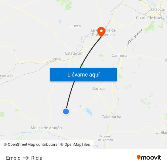 Embid to Ricla map