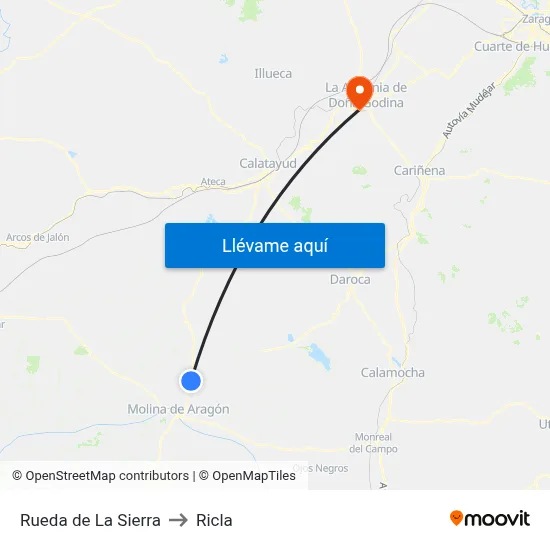 Rueda de La Sierra to Ricla map
