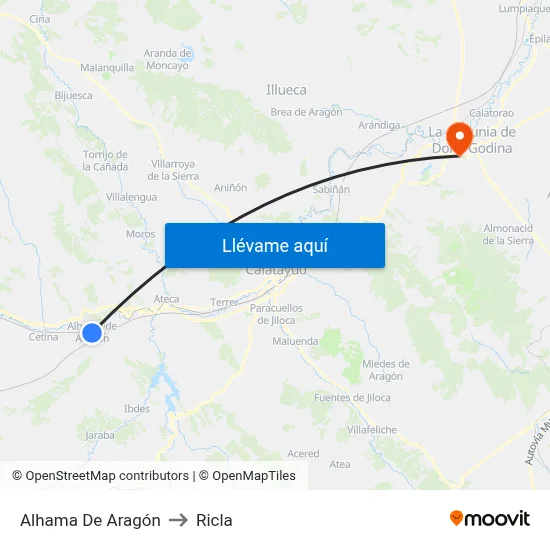 Alhama De Aragón to Ricla map