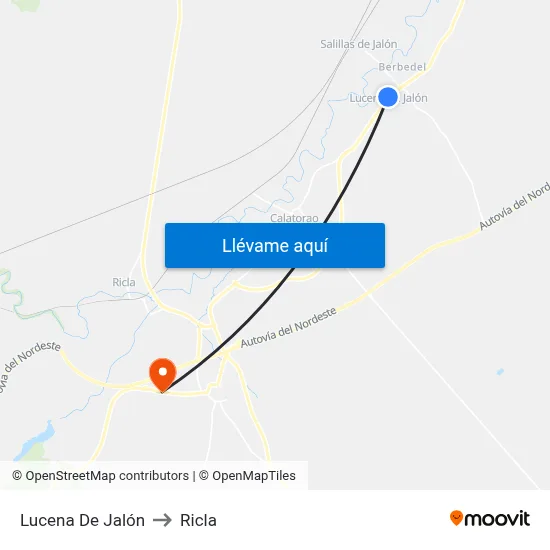 Lucena De Jalón to Ricla map