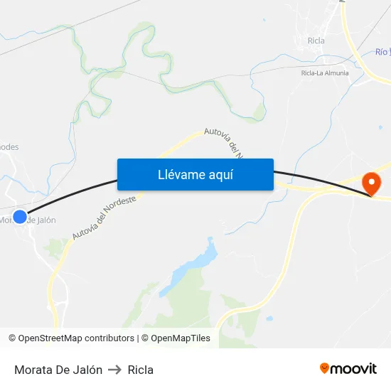Morata De Jalón to Ricla map