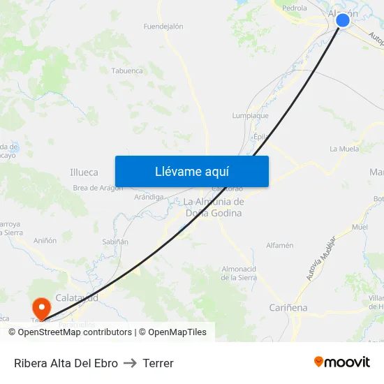 Ribera Alta Del Ebro to Terrer map