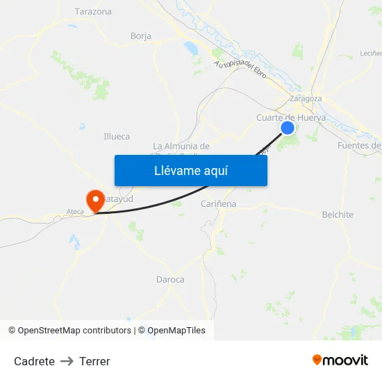Cadrete to Terrer map