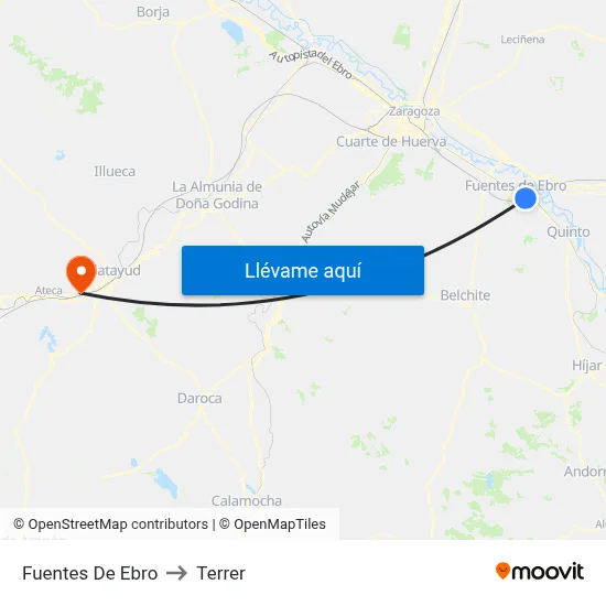 Fuentes De Ebro to Terrer map