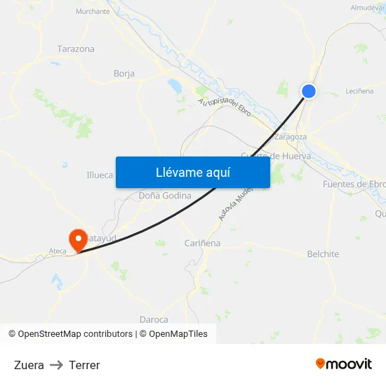 Zuera to Terrer map