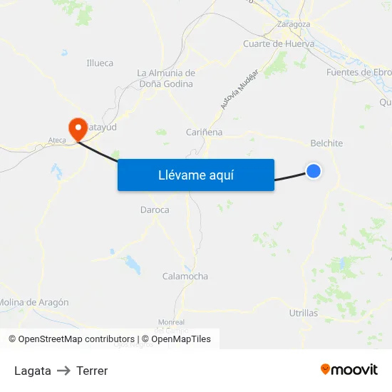 Lagata to Terrer map