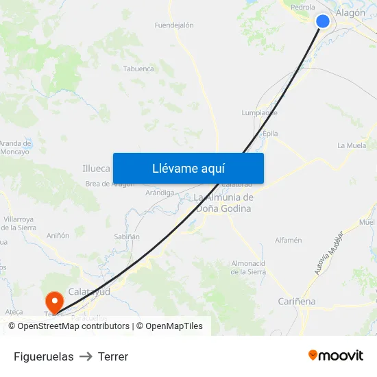 Figueruelas to Terrer map