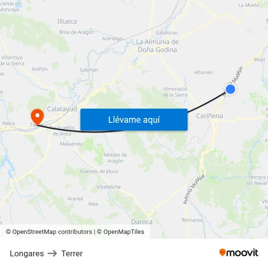 Longares to Terrer map