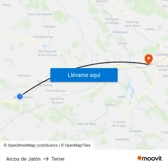 Arcos de Jalón to Terrer map