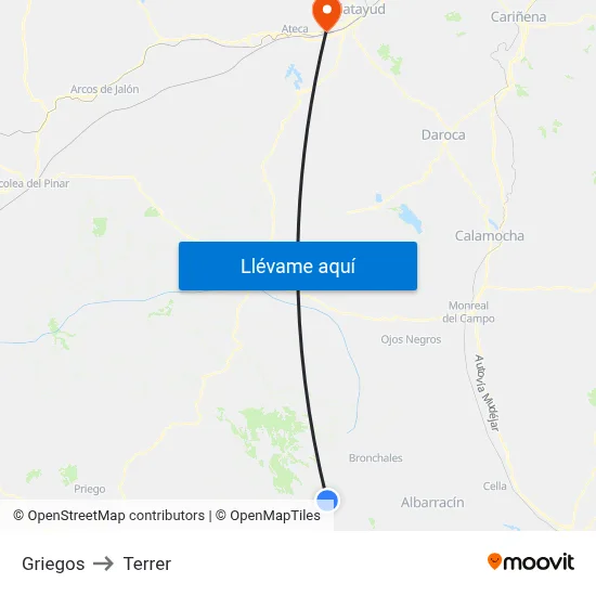 Griegos to Terrer map