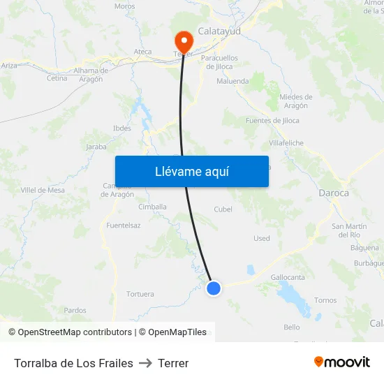 Torralba de Los Frailes to Terrer map