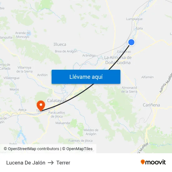 Lucena De Jalón to Terrer map