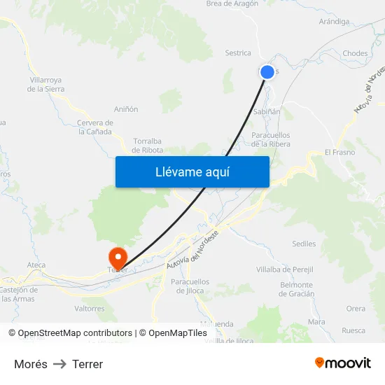 Morés to Terrer map