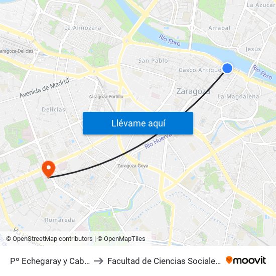 Pº Echegaray y Caballero, 112 to Facultad de Ciencias Sociales y Del Trabajo map