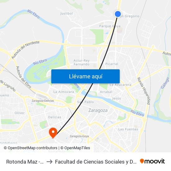 Rotonda Maz - (Ida) to Facultad de Ciencias Sociales y Del Trabajo map