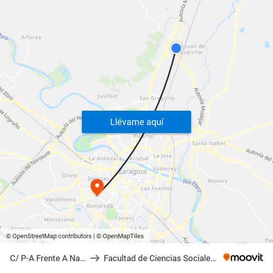 C/ P-A Frente A Naves Alosa to Facultad de Ciencias Sociales y Del Trabajo map