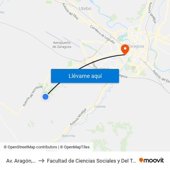 Av. Aragón, 81 to Facultad de Ciencias Sociales y Del Trabajo map
