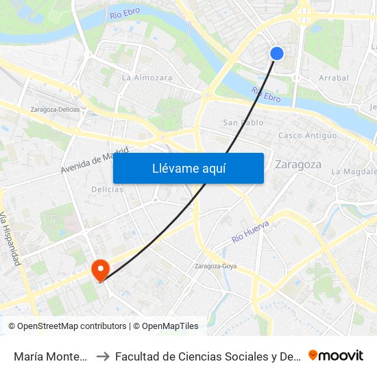 María Montessori to Facultad de Ciencias Sociales y Del Trabajo map