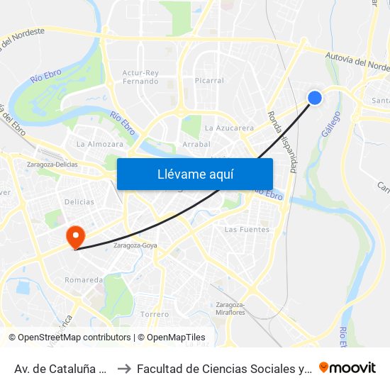 Av. de Cataluña N. º 290 to Facultad de Ciencias Sociales y Del Trabajo map