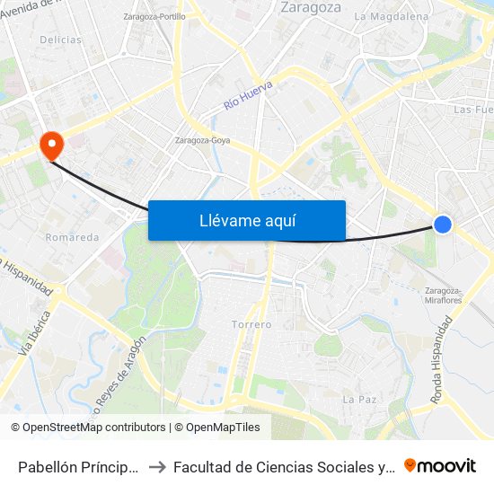 Pabellón Príncipe Felipe to Facultad de Ciencias Sociales y Del Trabajo map