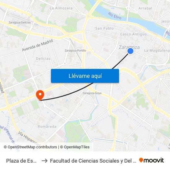 Plaza de España to Facultad de Ciencias Sociales y Del Trabajo map