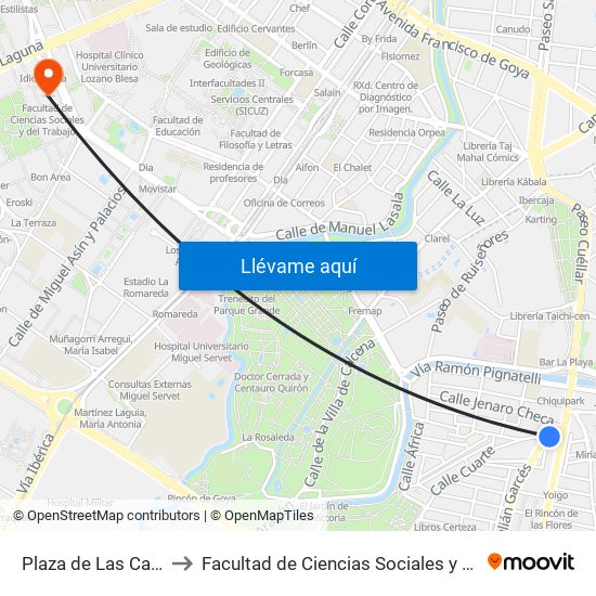 Plaza de Las Canteras to Facultad de Ciencias Sociales y Del Trabajo map