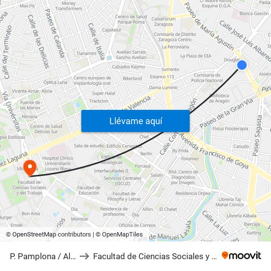 P. Pamplona / Almagro to Facultad de Ciencias Sociales y Del Trabajo map