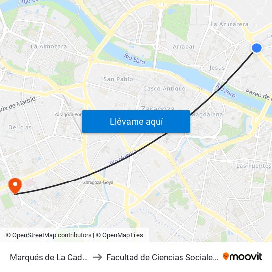 Marqués de La Cadena N. º 40 to Facultad de Ciencias Sociales y Del Trabajo map