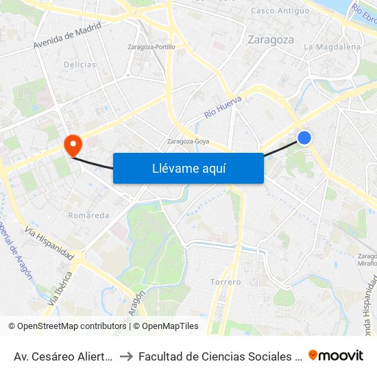 Av. Cesáreo Alierta N. º 36 to Facultad de Ciencias Sociales y Del Trabajo map