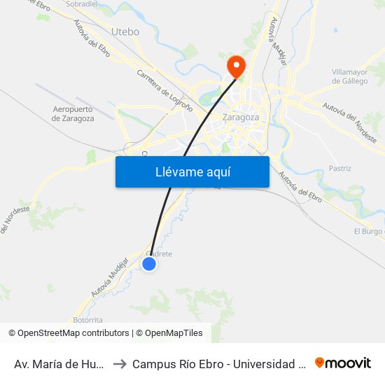 Av. María de Huerva, 24 to Campus Río Ebro - Universidad de Zaragoza map
