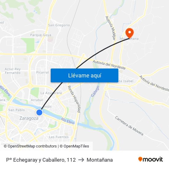 Pº Echegaray y Caballero, 112 to Montañana map