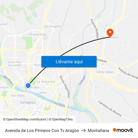 Avenida de Los Pirineos Con Tv Aragón to Montañana map