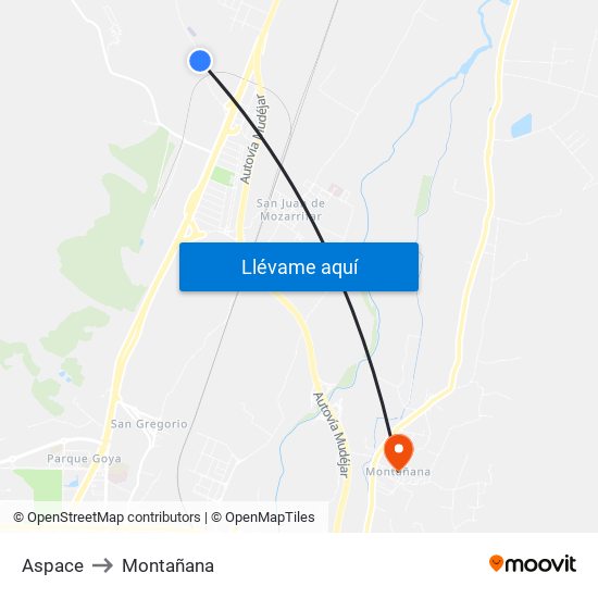 Aspace to Montañana map