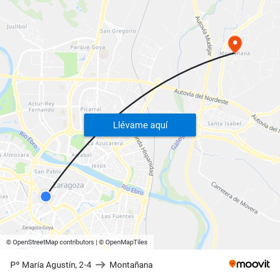 Pº María Agustín, 2-4 to Montañana map