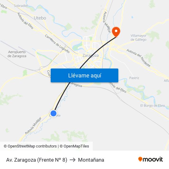 Av. Zaragoza (Frente Nº 8) to Montañana map