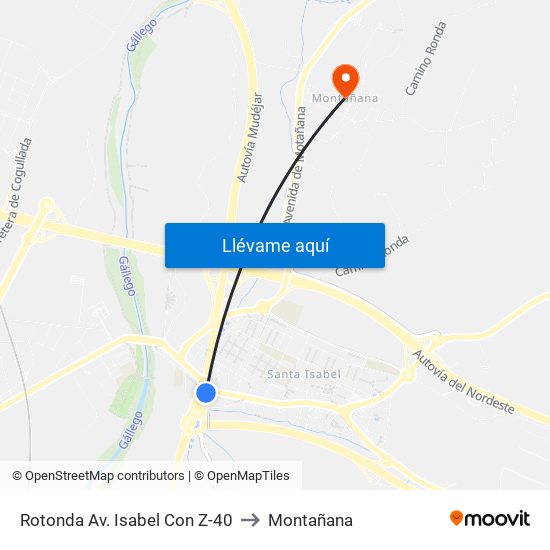 Rotonda Av. Isabel Con Z-40 to Montañana map