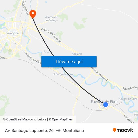 Av. Santiago Lapuente, 26 to Montañana map