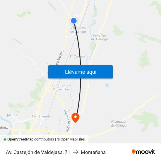 Av. Castejón de Valdejasa, 71 to Montañana map