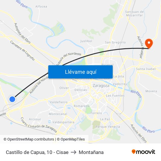 Castillo de Capua, 10 - Cisae to Montañana map