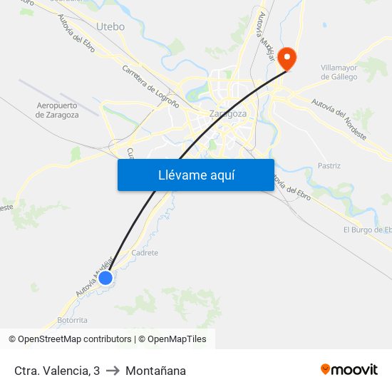 Ctra. Valencia, 3 to Montañana map