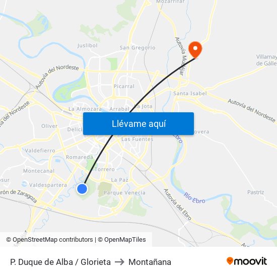 P. Duque de Alba / Glorieta to Montañana map